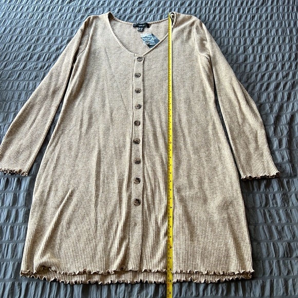 NWT Forever 21 Plus Oatmeal Tan Ribbed Soft V Neck Button Down Dress Sz 3X - Picture 12 of 12